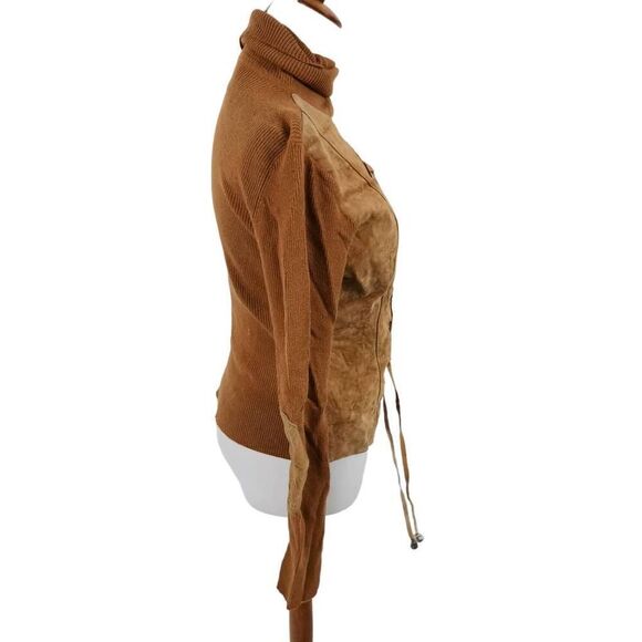 Vintage Brown Suede Lace-Up Jacket | Unique Rustic Design - Picture 3 of 4